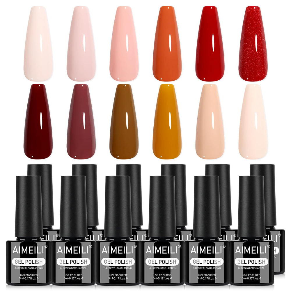 DIY art setup with AIMEILI Nude Brown Gel Nail Polish Set for at-home creativity