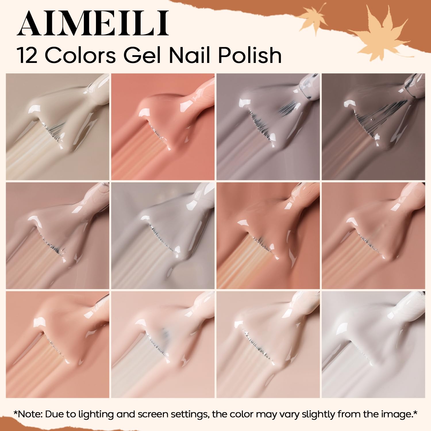 AIMEILI Nude Neutral swatch display shows the shade range for DIY manicure.