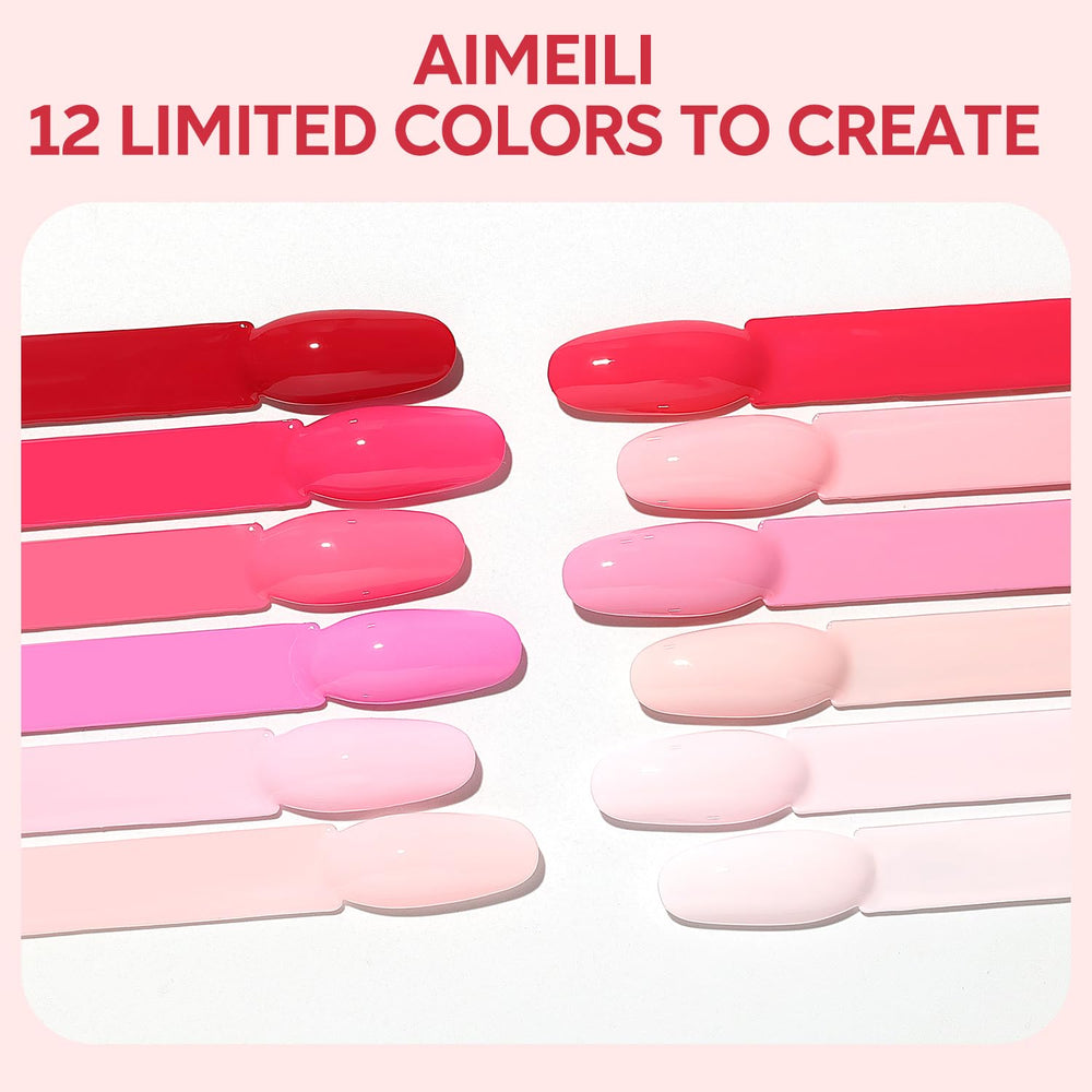 AIMEILI Nude Pink swatches reveal color range and velvety finish.