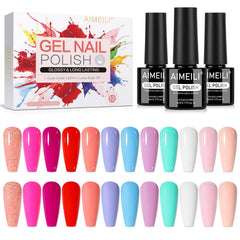 AIMEILI Summer gel nail polish bottle closeup with vibrant color and high-gloss finish.