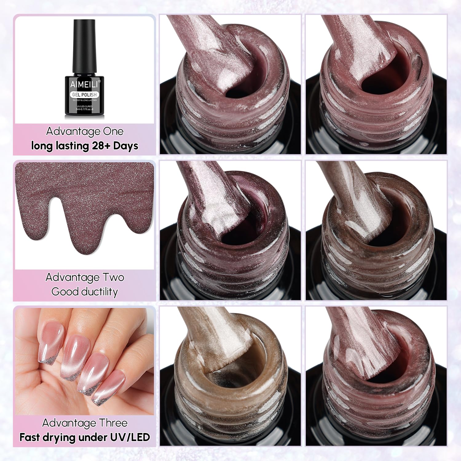 AIMEILI vegan cruelty-free label signals ethical, skin-safe nail products.
