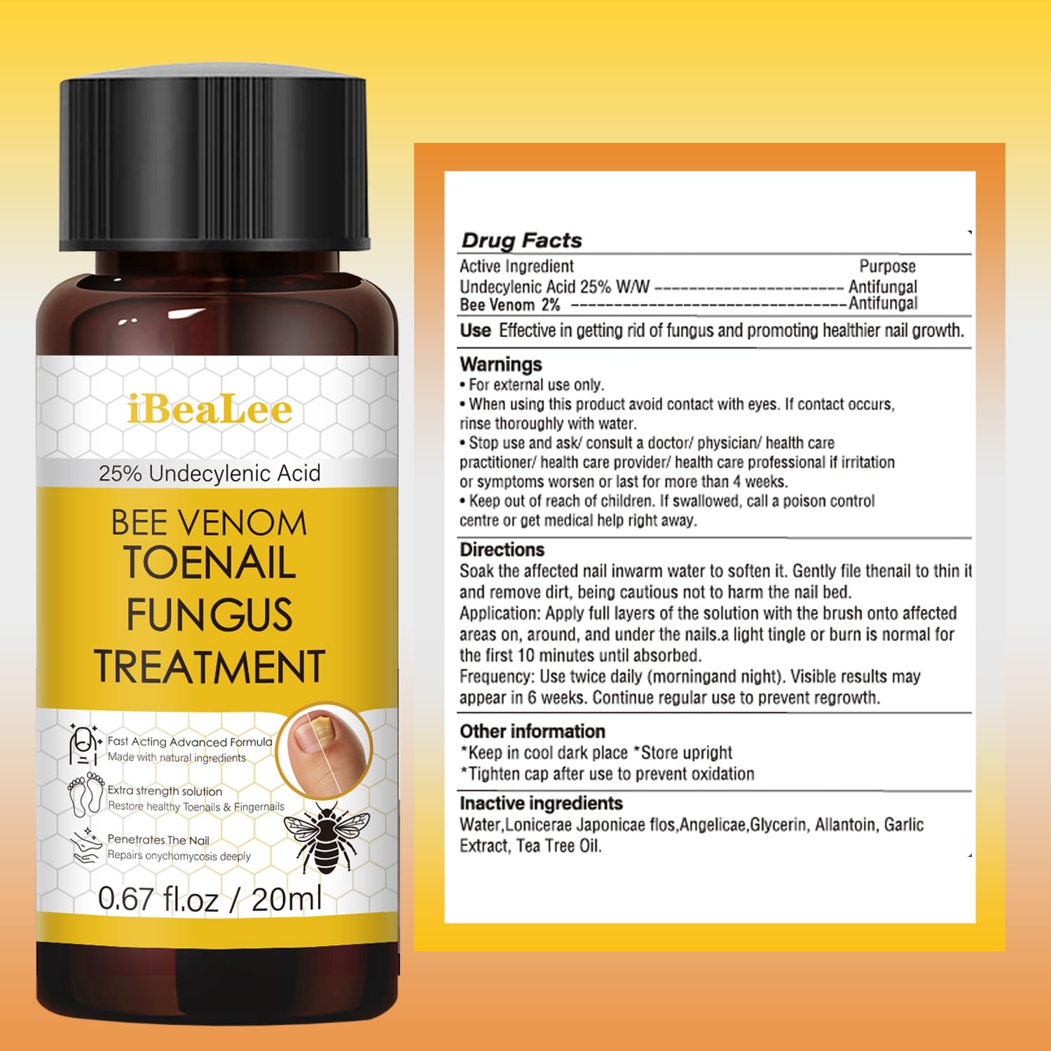 Aimery Bee Venom Antifungal Solution being spread onto nail for easy application.