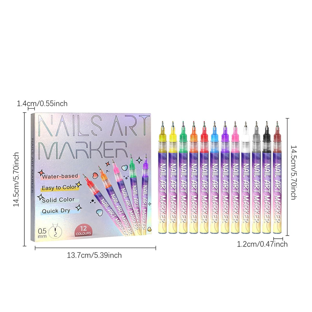 AIPULL Nail Art Pens 0.5mm tip delivers crisp lines for detailed designs.