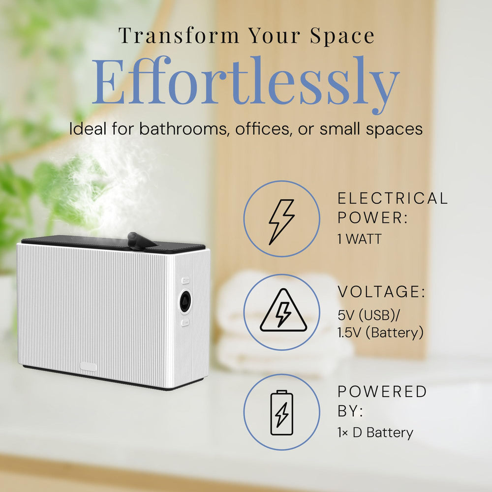 Air Esscentials AE101Bat waterless design emphasizing oil-based fragrance use.