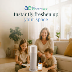 Air Esscentials bottle in a living room setting creating inviting ambiance