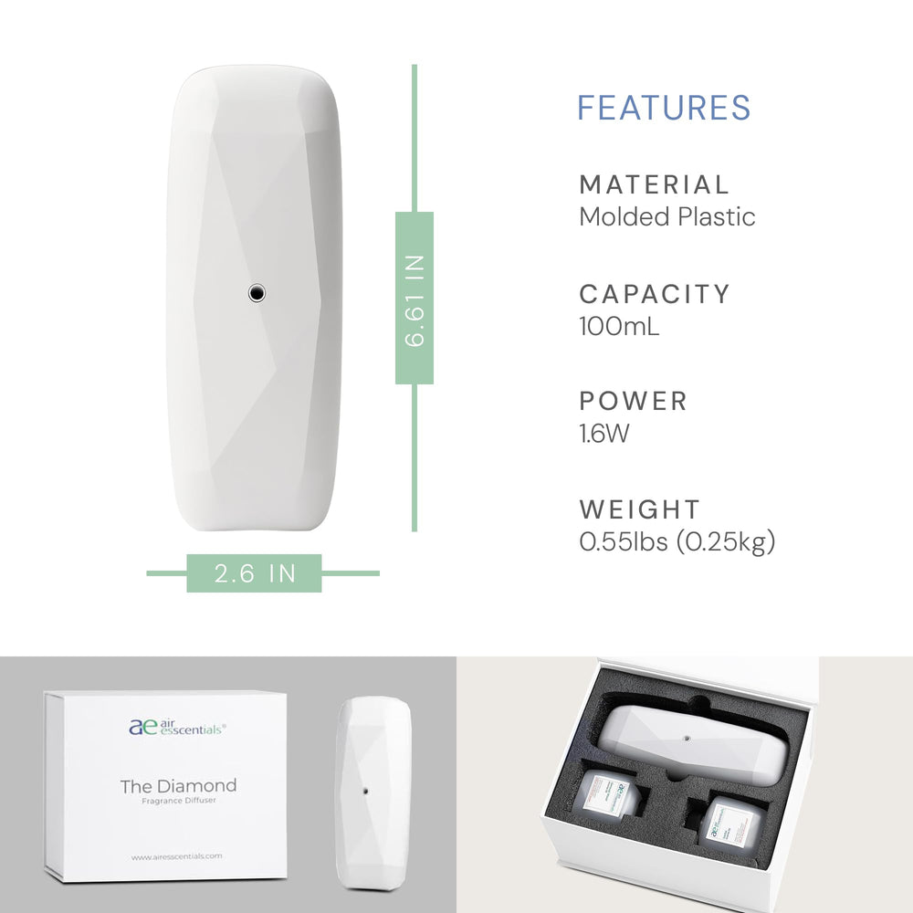 Smart scent diffuser device featuring sleek white design