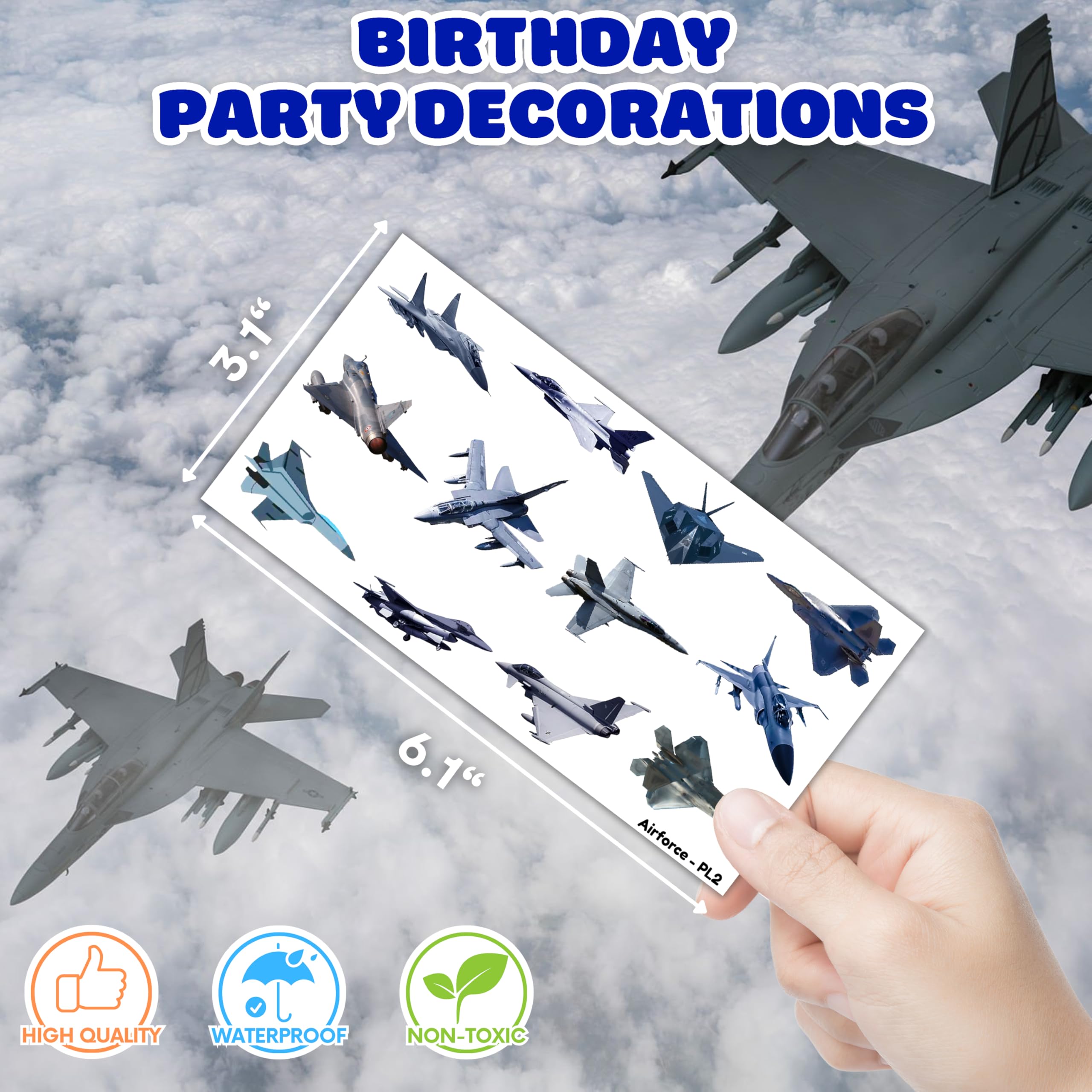 Cartoon airplane figures from US Airplane Jet Fighter designs for party activities.