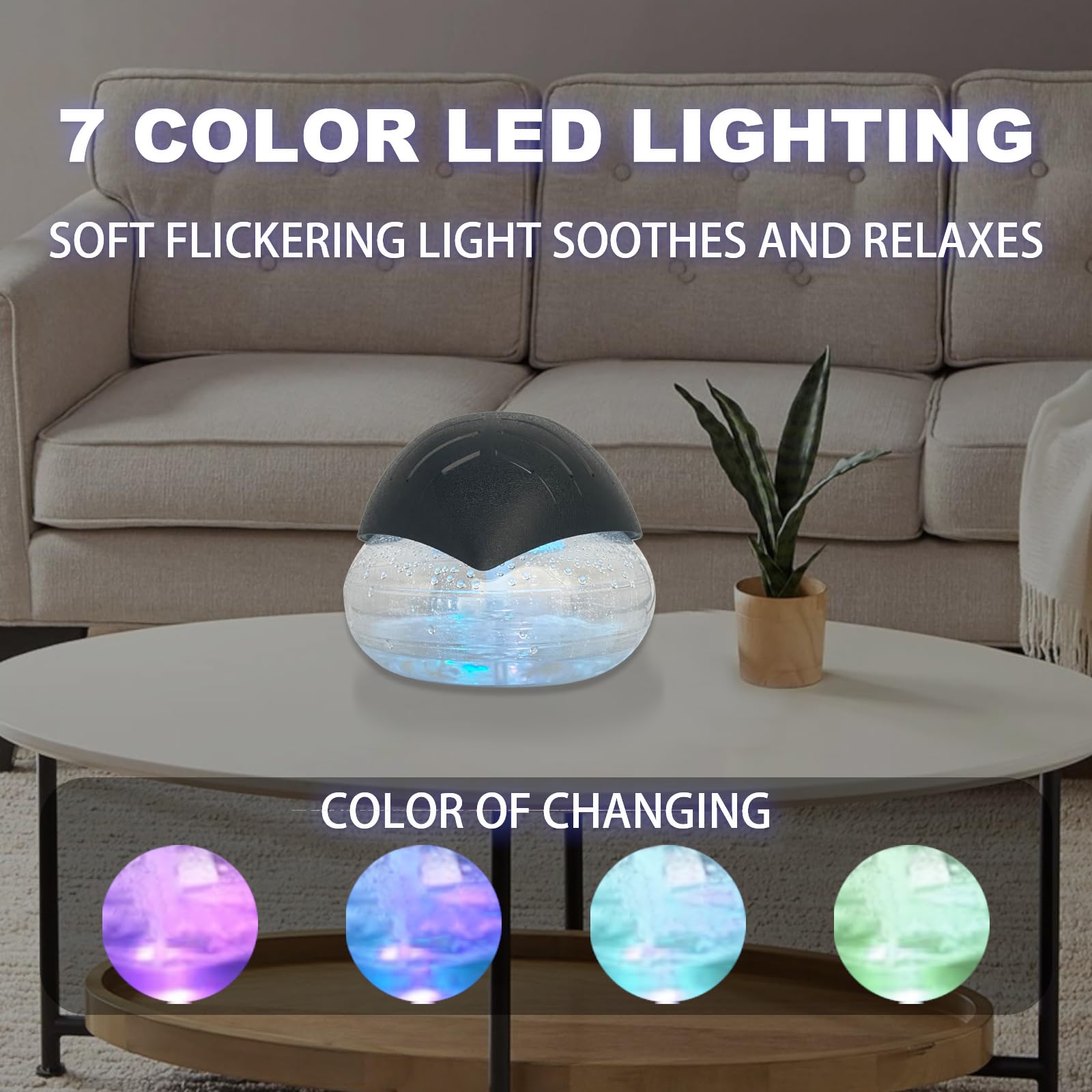 Close-up of diffuser showing multi-color LED options
