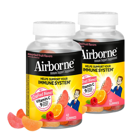 Front view of Airborne 750mg Vitamin C Immune Support Gummies bottle