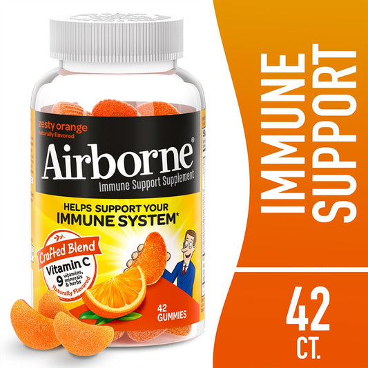 Close-up of orange-flavored Airborne gummies
