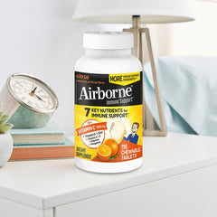 Airborne nutrition facts panel on the back of the bottle for reference.