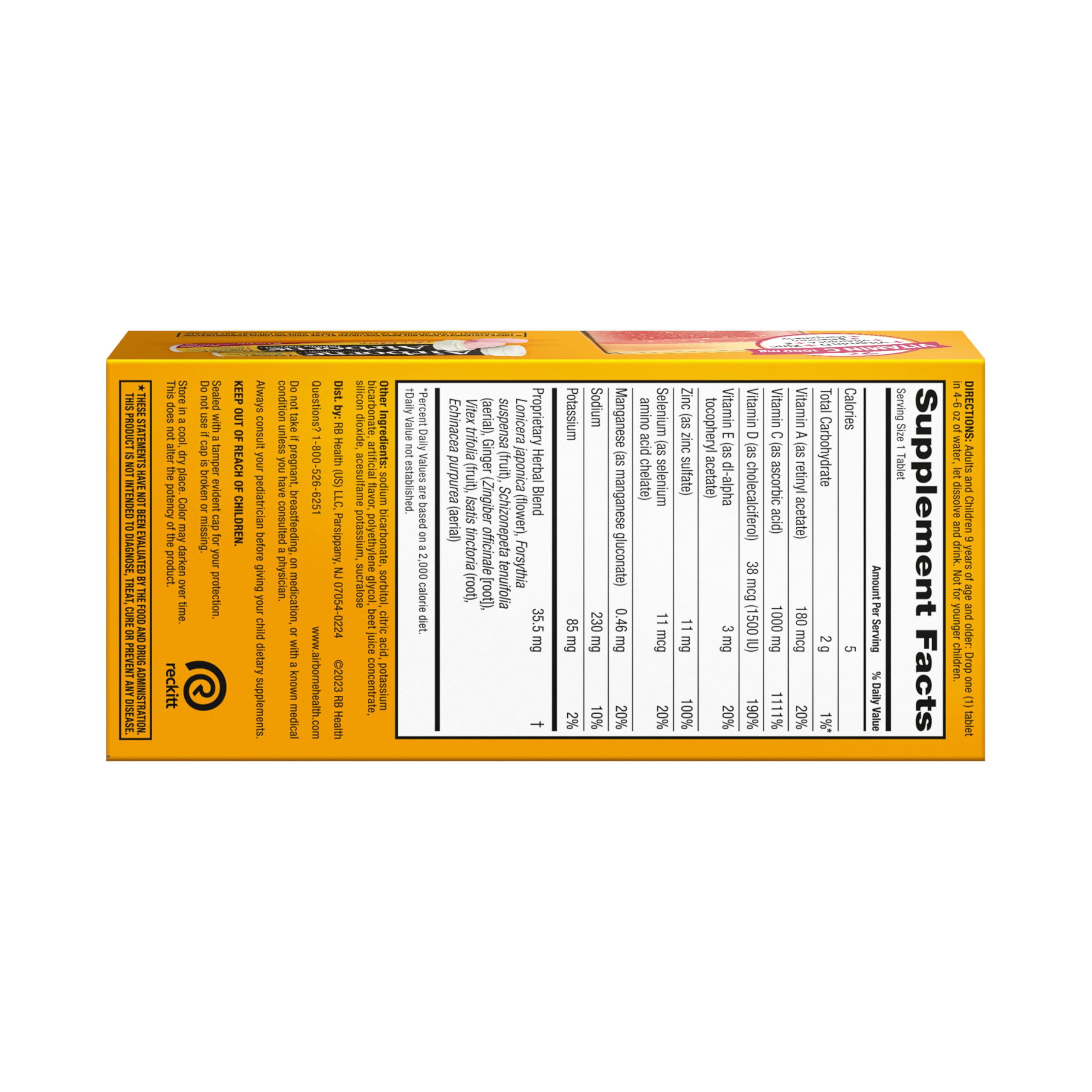 Herbal blend of Echinacea and Ginger in Airborne tablets