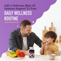 Daily serving: two gummies on a white surface