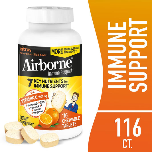 Close-up of Airborne chewable tablets Citrus flavor
