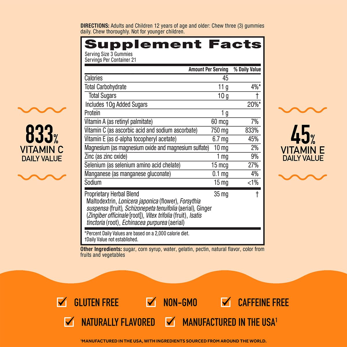 Back packaging view of Airborne Immune Support Gummies