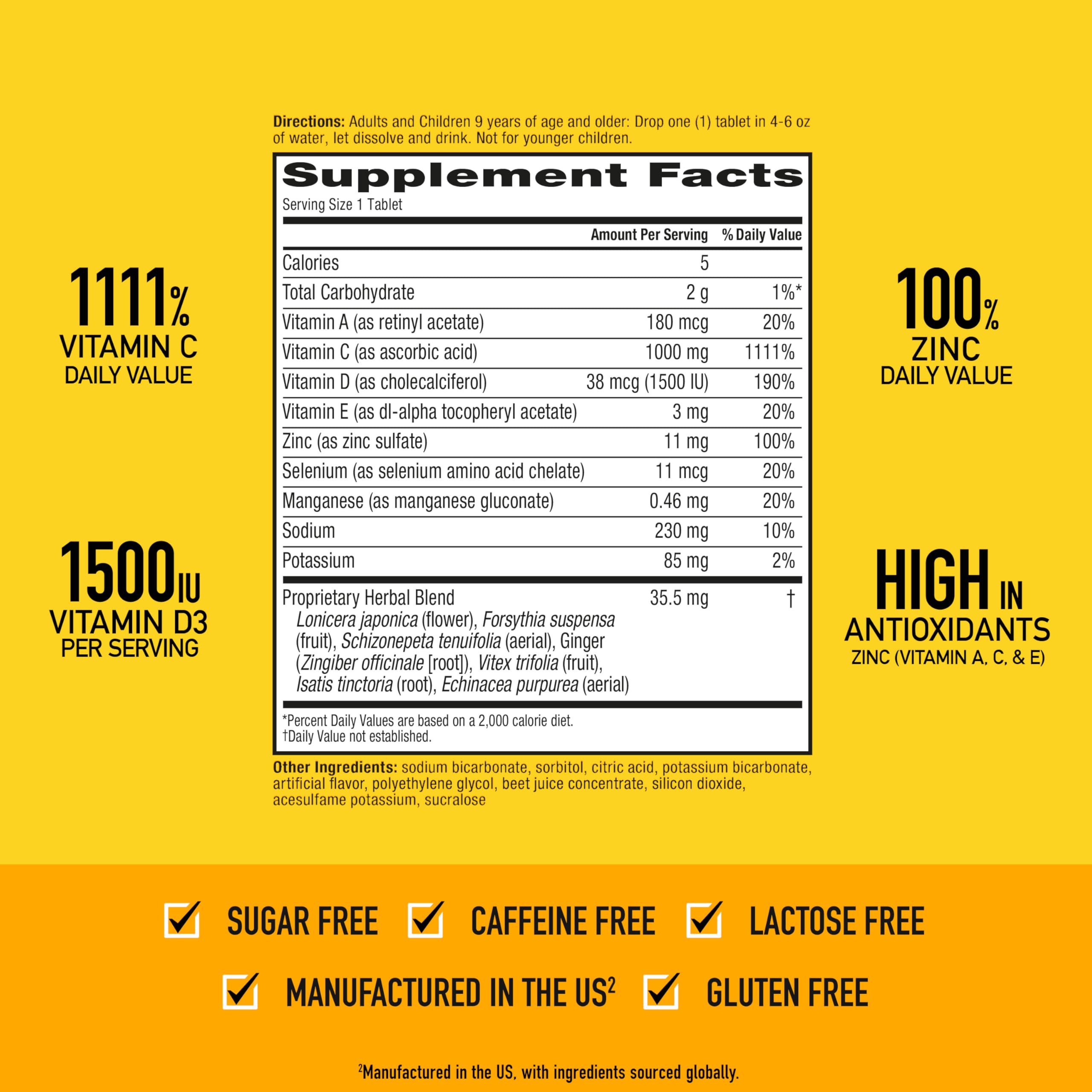 Graphic showing vitamins and minerals in the Airborne blend