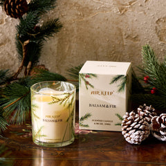 Burn time indicator showing approximately 44 hours for Airkeep Balsam & Fir candle