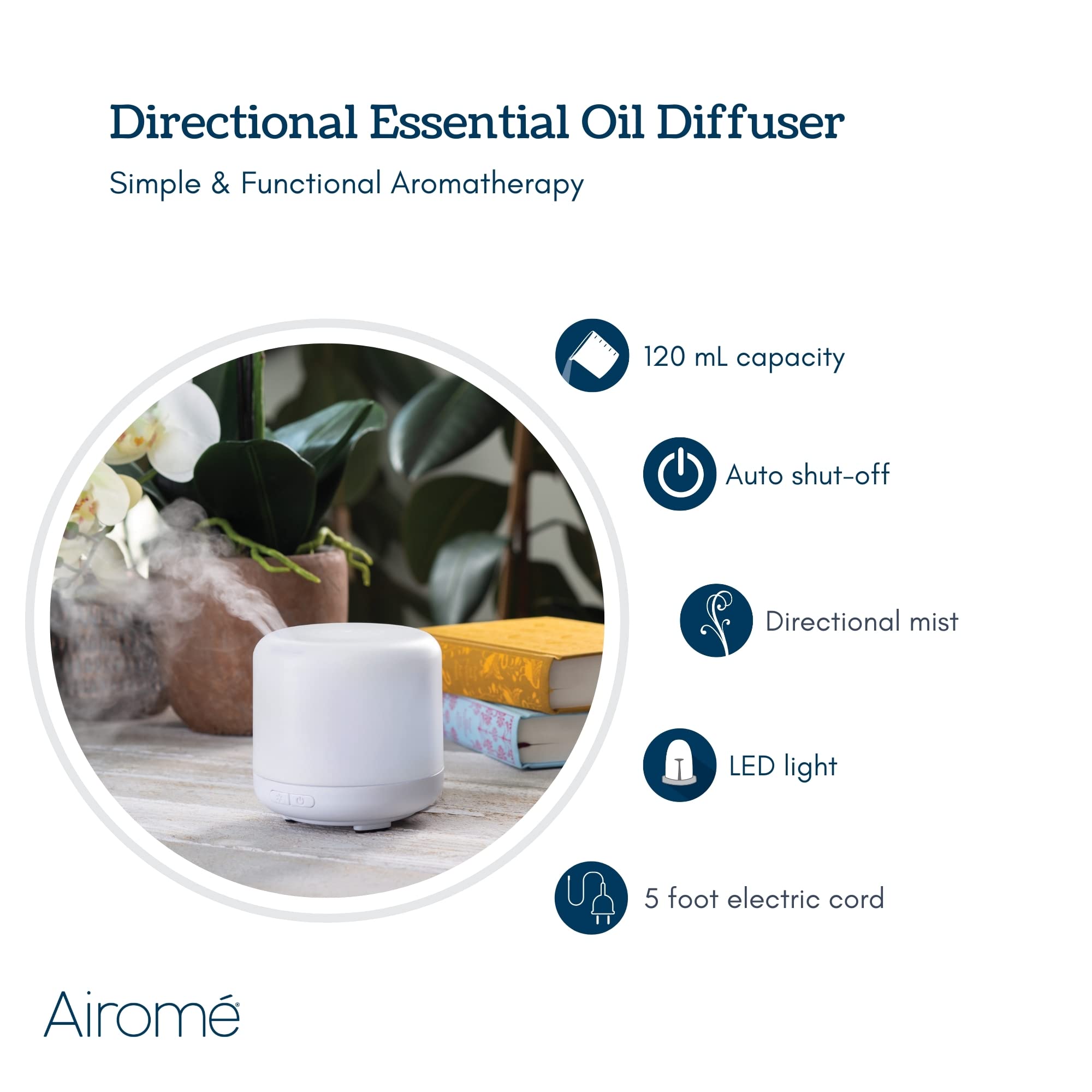 Airomé BPA-free plastic diffuser accessories including sleeve and base.