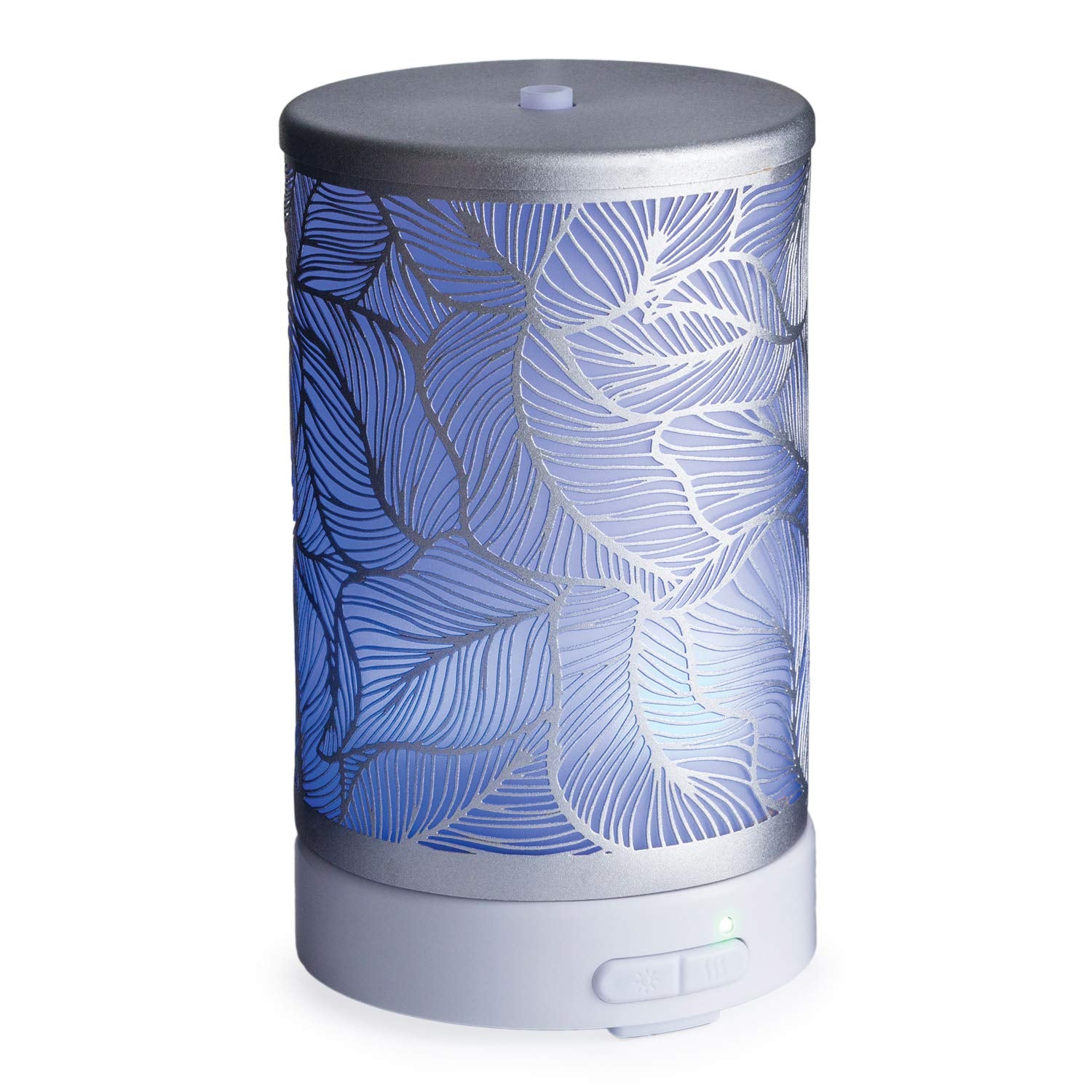 Airome Silverleaf leaf-pattern diffuser with LED glow for calming ambience