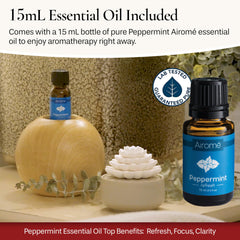 15ml Peppermint essential oil bottle included with diffuser