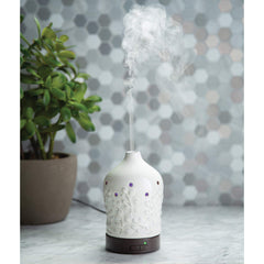 Close-up of Airome Willow diffuser showing 8 color LED lights