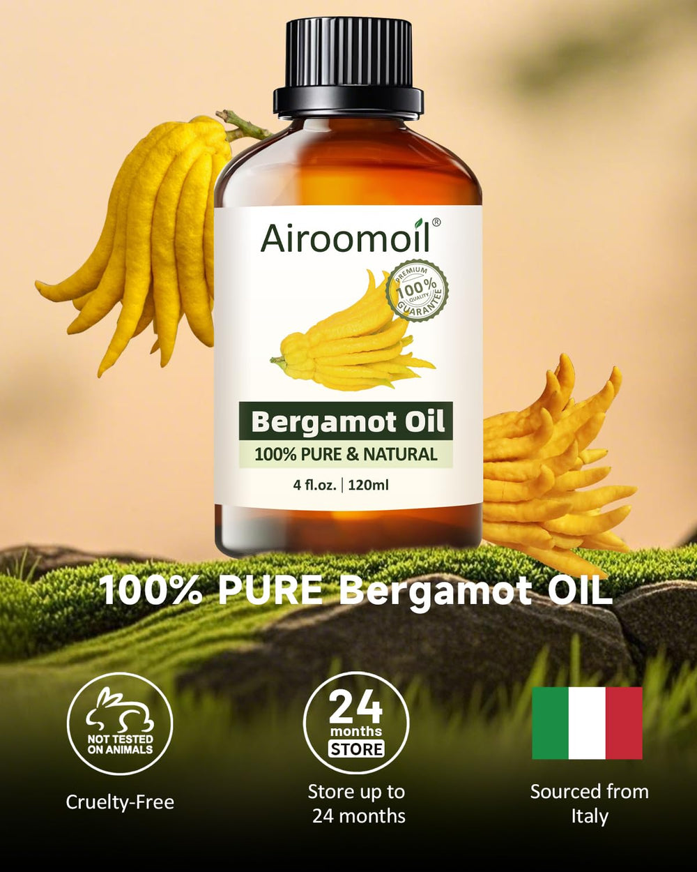 Bergamot essential oil close-up with dropper