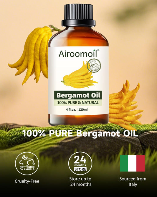 Bergamot essential oil close-up with dropper
