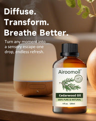 Aromatherapy setup featuring cedar essential oil