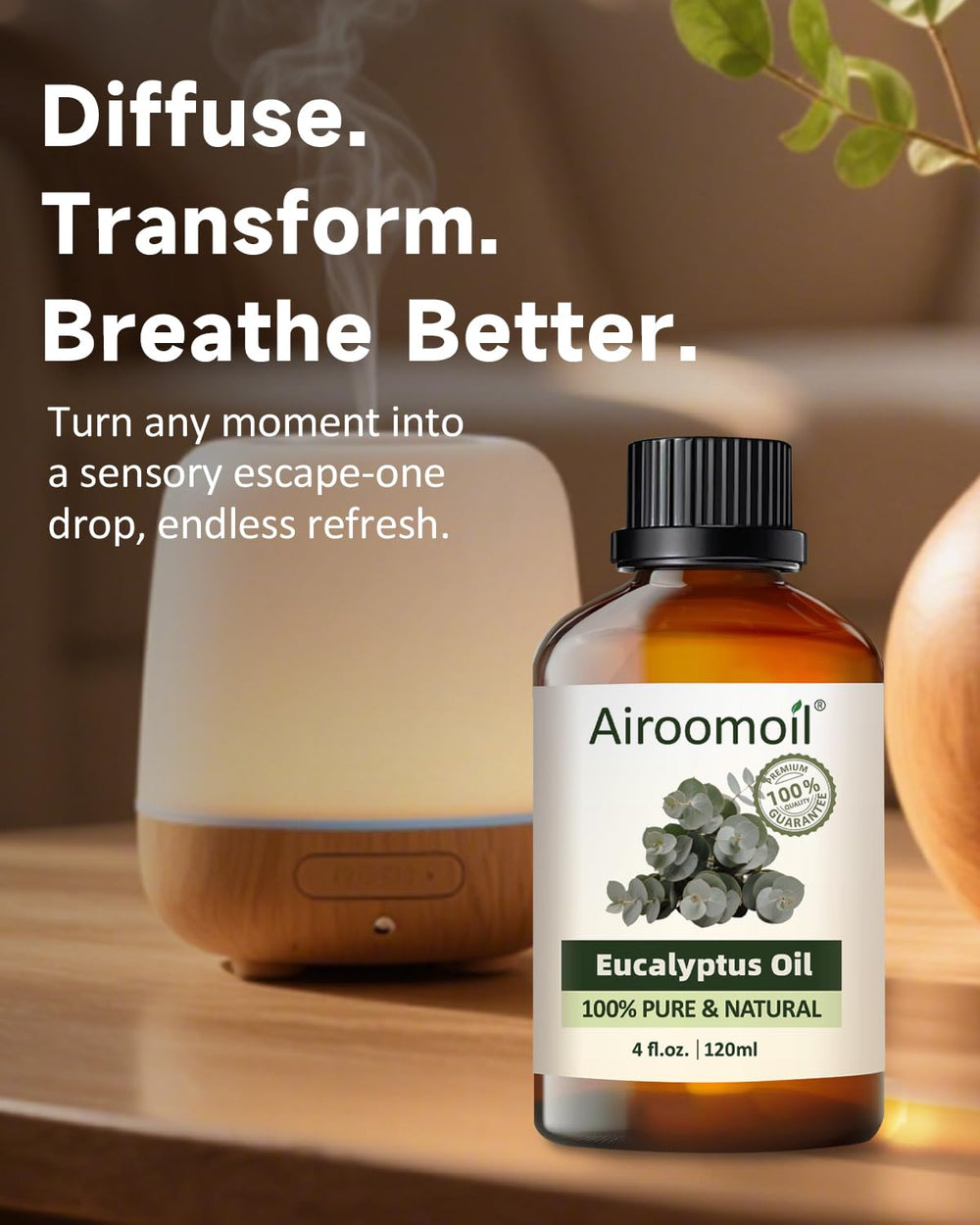 Aromatherapy with eucalyptus oil for fresh room scent