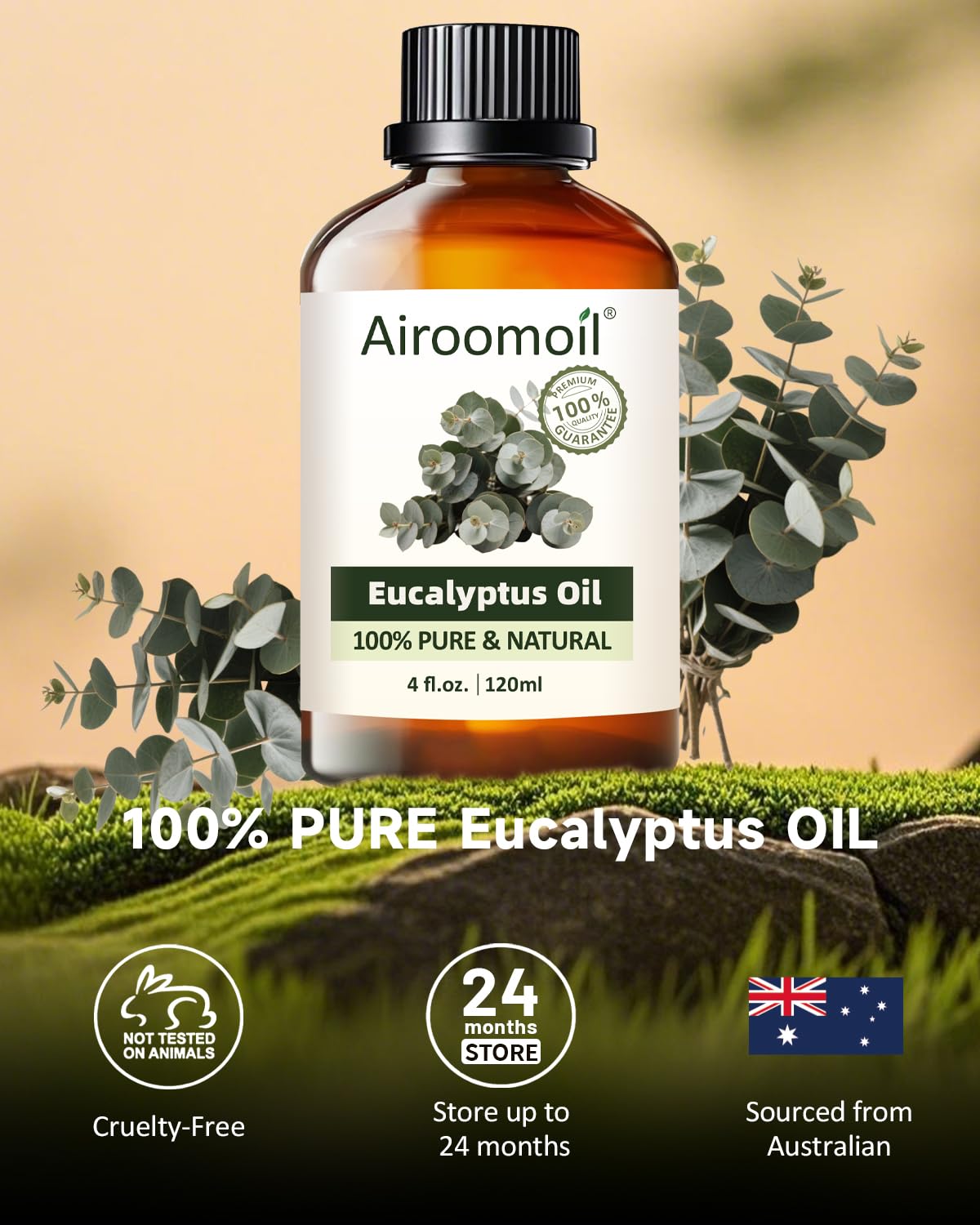 Diffuser-ready eucalyptus oil aroma in diffuser with bottle
