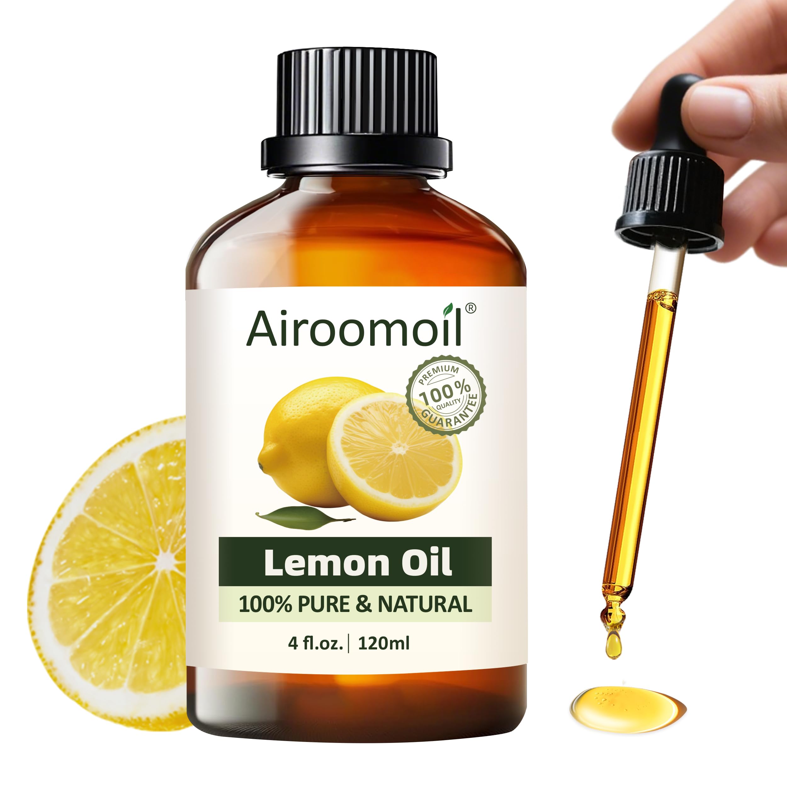 Airoomoil Lemon Essential Oil bottle 120ml – front view