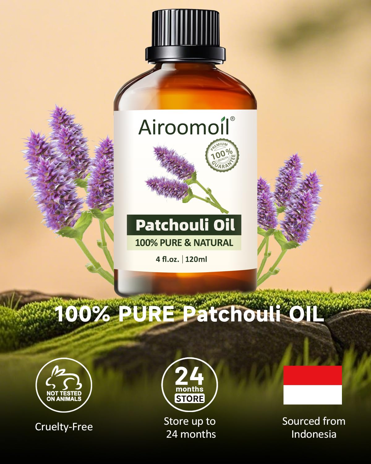 Patchouli Essential Oil diffuser setup with Airoomoil bottle