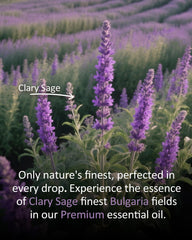 Pouring Clary Sage essential oil from bottle into a diffuser