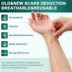 AirroYE silicone scar sheets adhesive-side on-skin application for scar coverage