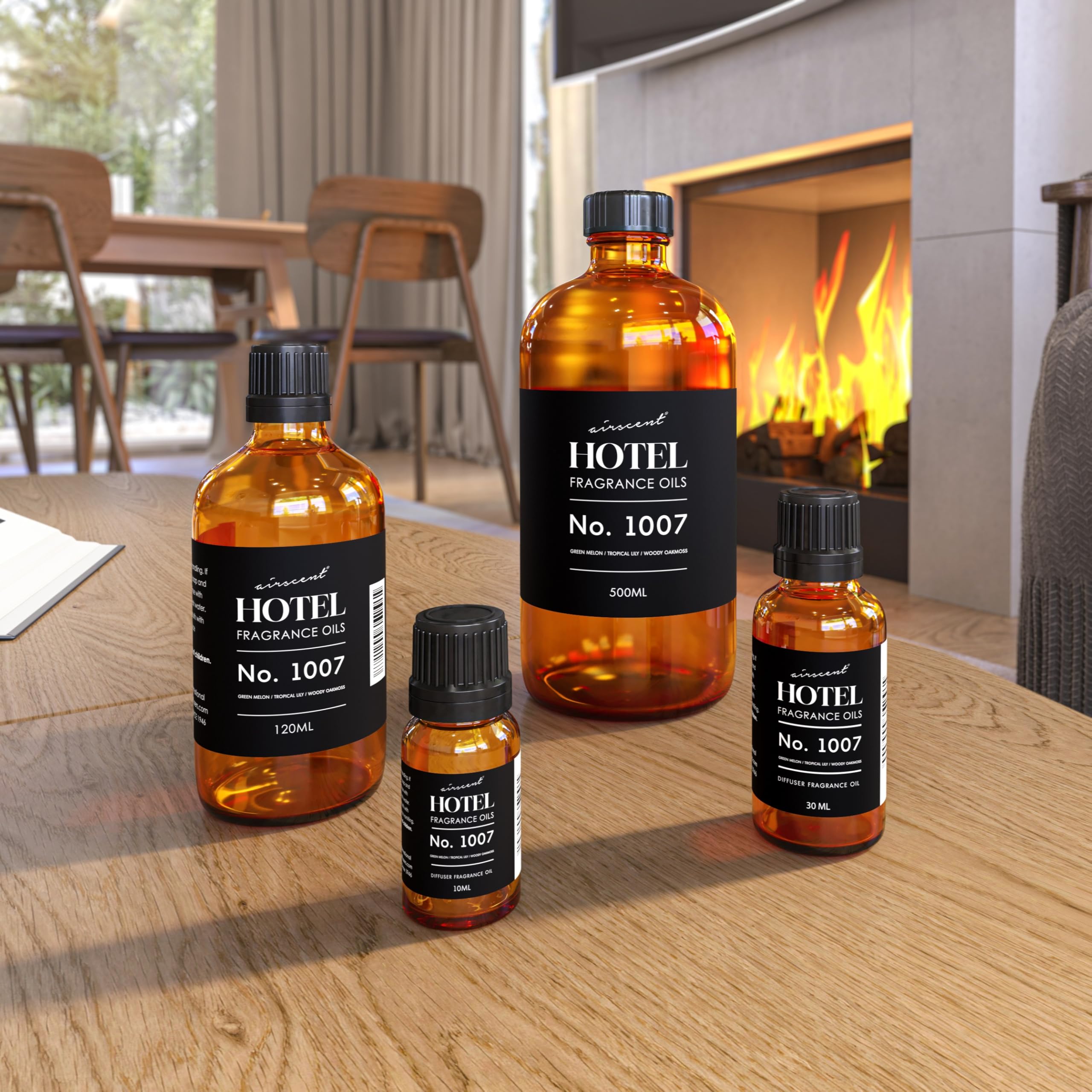 Diffuser setup featuring AirScent Hotel Diffuser Oil No. 1007
