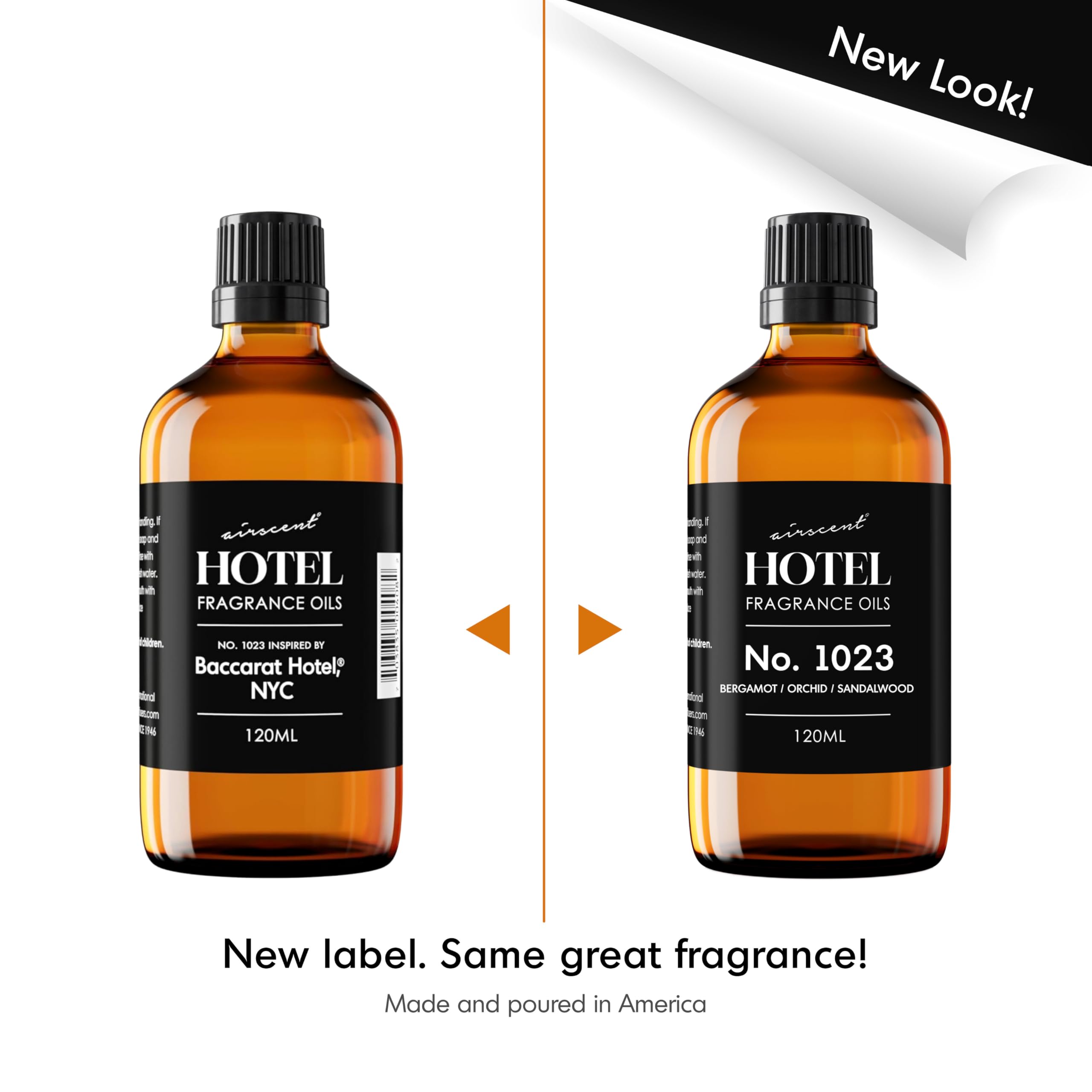 Close-up of AirScent Hotel Diffuser Oil No. 1023 bottle