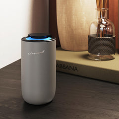 Close-up of AirScent Mini Waterless Diffuser in silver finish