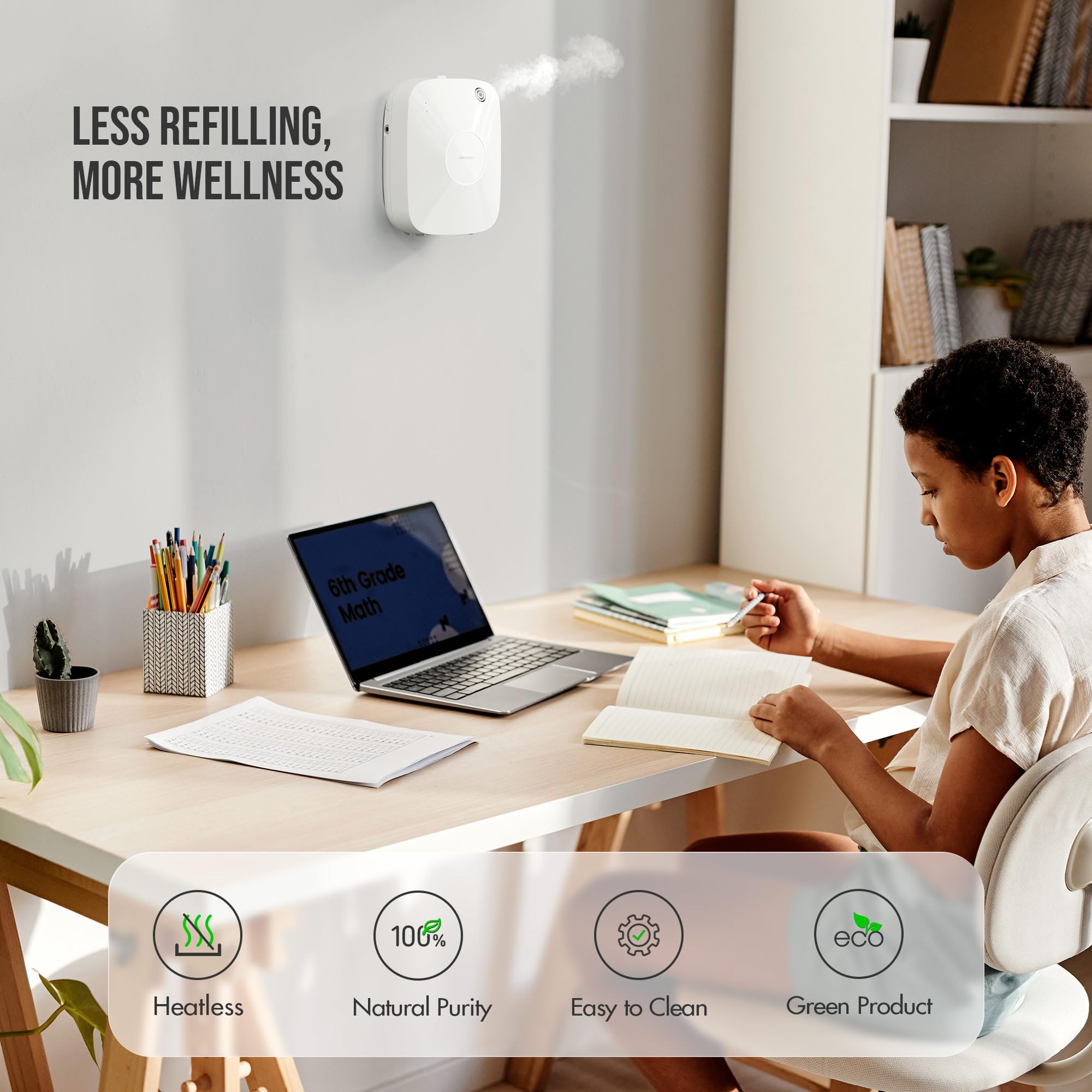 Quiet, safe diffusion with built-in booster fan