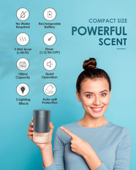 Airversa cordless diffuser with built-in battery for portable scent anywhere.