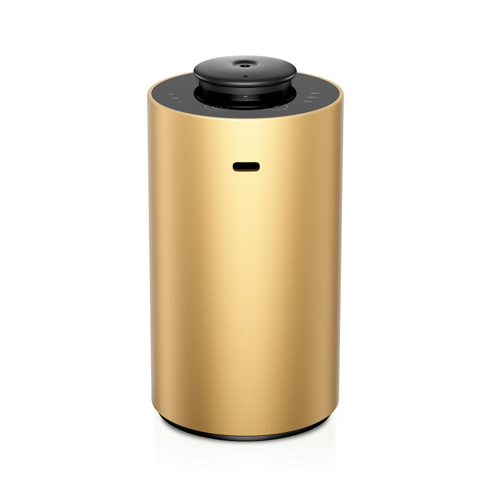 Airversa waterless essential oil diffuser in premium metal gold, angled view