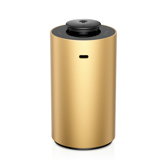 Airversa waterless essential oil diffuser in premium metal gold, angled view