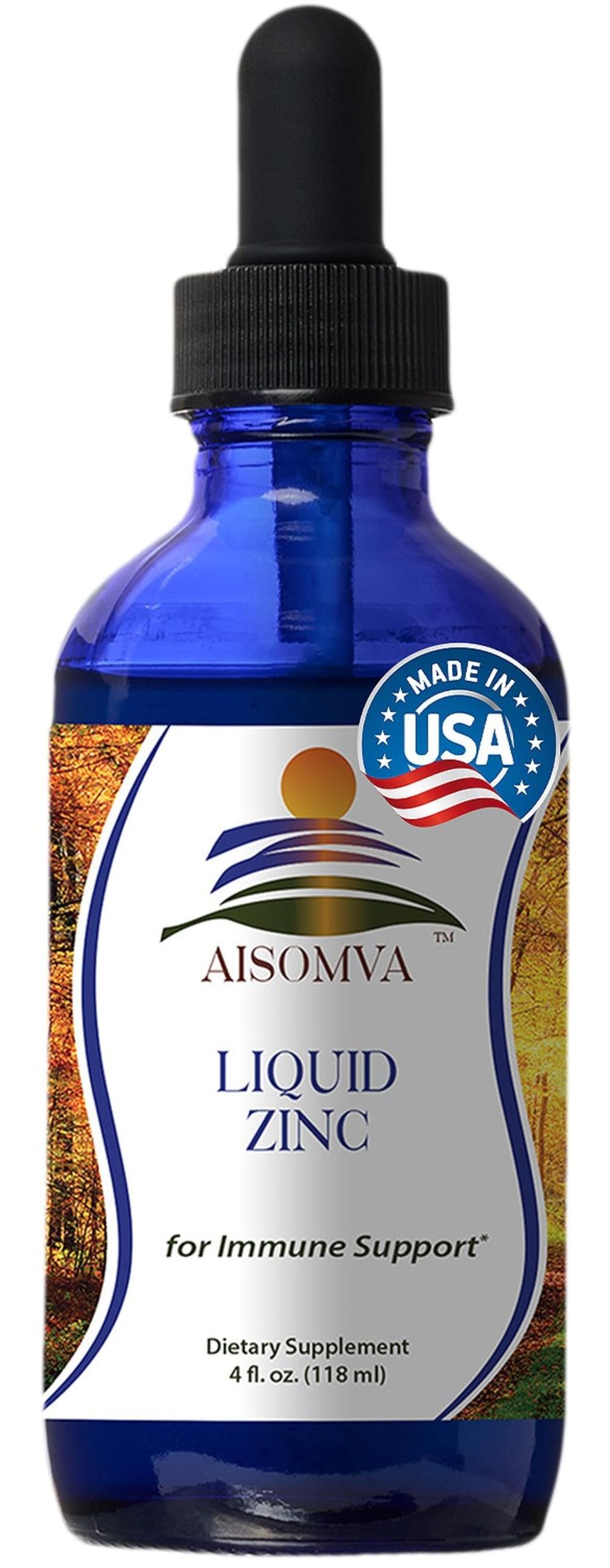 AISOMVA Liquid Zinc Drops bottle on white background
