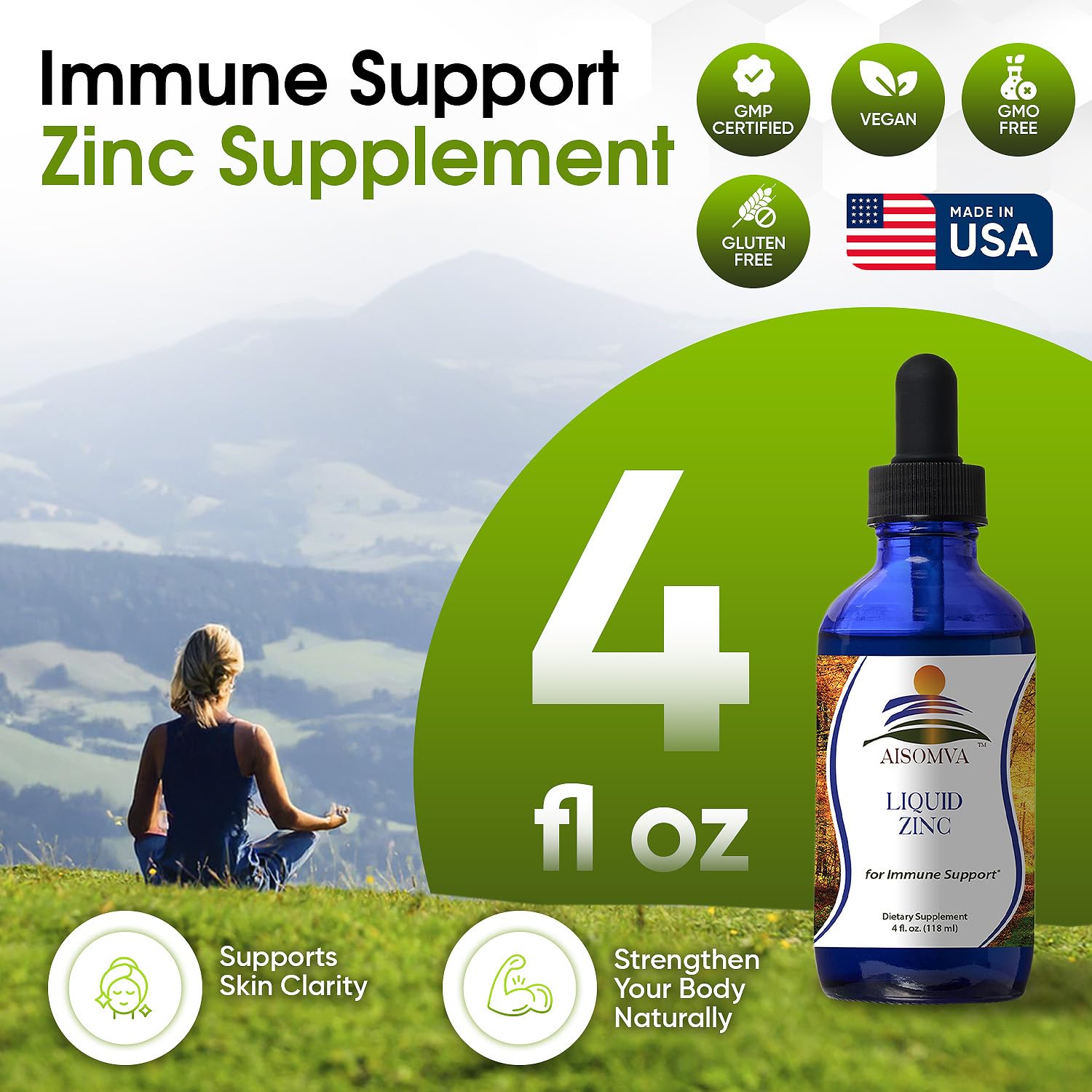 Zinc drops supporting healthy skin, hair, and nails