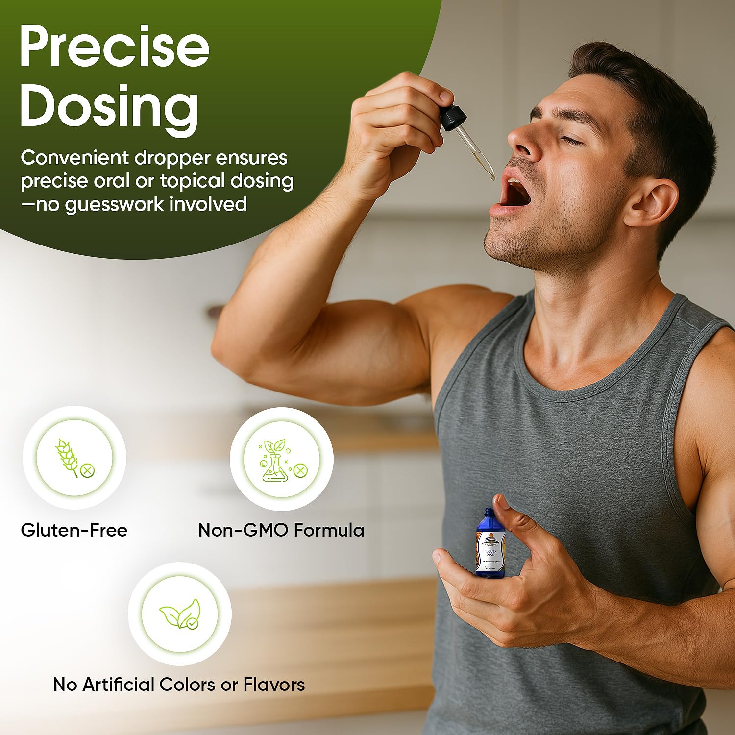 Liquid zinc drops for immune support and wound healing