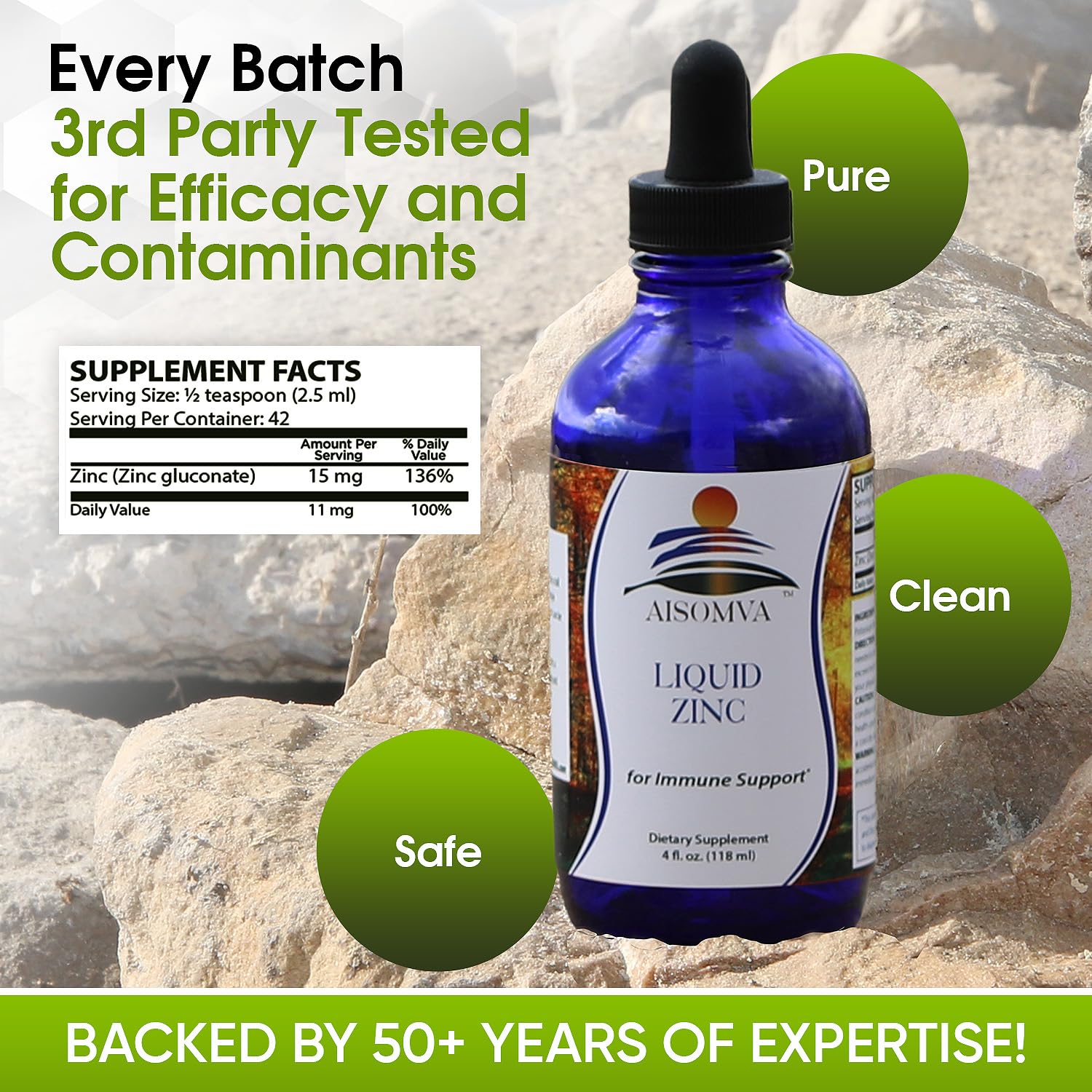 Ingredients: Distilled Water, Zinc Gluconate, Citric Acid, Potassium Benzoate