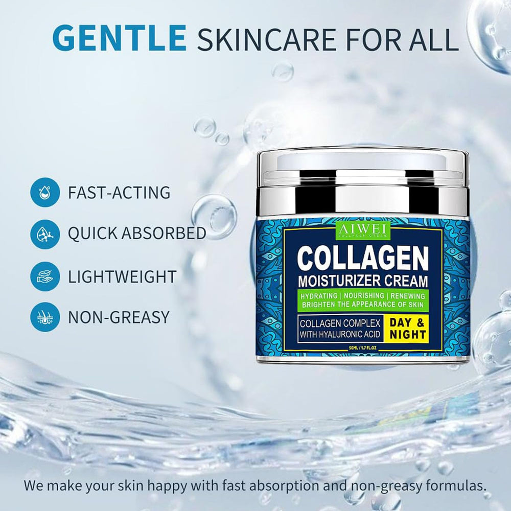 Close-up of AIWEI collagen cream on skin during application