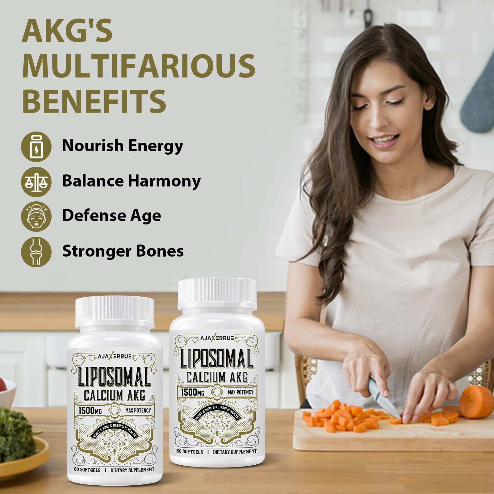 Ajaxerrue Ca KG mitochondrial function support promotes sustained energy.