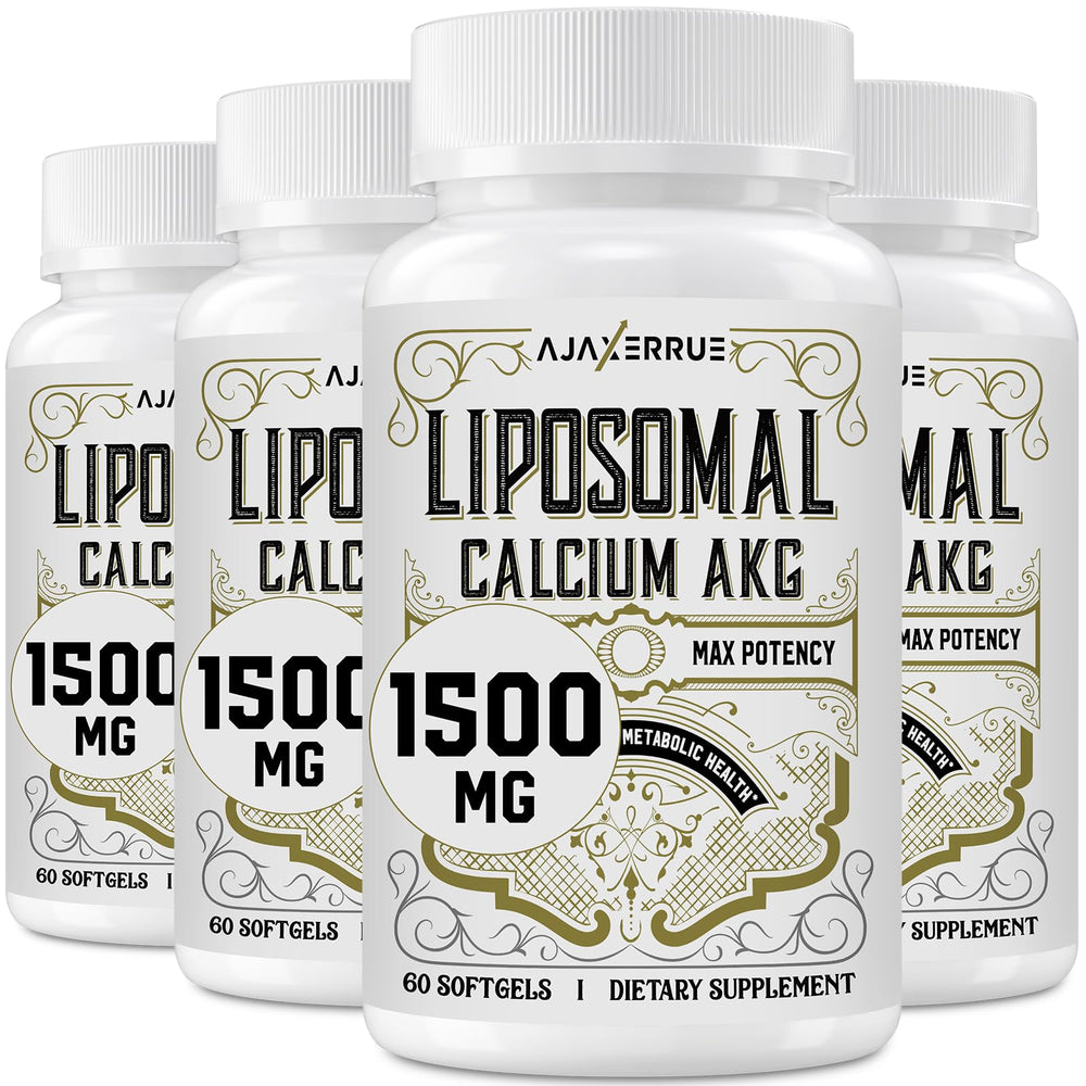 Ajaxerrue Liposomal Ca AKG bottle highlights enhanced absorption for better uptake.
