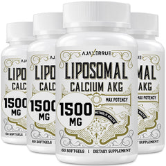 Ajaxerrue Liposomal Ca AKG bottle highlights enhanced absorption for better uptake.