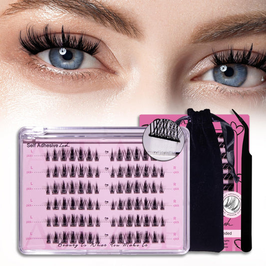 AJEAJE 84pcs self-adhesive eyelash clusters for lightweight, natural-looking lashes.